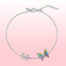 925 Sterling Silver Adjustable Butterfly Enamel Bracelet for Women