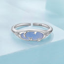 925 Sterling Silver & White Gold Luminous Stone Ring for Women