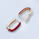 925 Sterling Silver Plated Rose Gold Enamel Earrings for Women