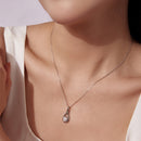 925 Sterling Silver 1 Carat Moissanite Necklace with White Gold Plating - 40+5cm Length for Women
