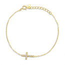 925 Sterling Silver Bracelet with Pavé Setting CZ, 155+25mm for Women