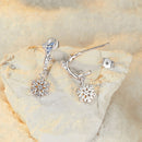 925 Sterling Silver Earrings with Plated White Gold, 2.2*0.7cm, Enamel + Pavé Setting for Women