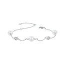 925 Sterling Silver 3mm Moissanite & Shell Pearl Bracelet for Women