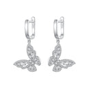 925 Sterling Silver Earrings with Pavé Setting CZ, 37x19mm for Women