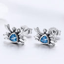 925 Sterling Silver Oxidized CZ Earrings 0.7cm x 1cm for Women