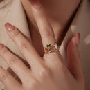 925 Sterling Silver Enamel Pavé Setting CZ Gold Plated Ring for Women