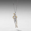 925 Sterling Silver Plated White Gold & Gold Necklace 40+5cm for Women
