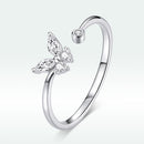 925 Sterling Silver Ring with Pavé Setting CZ, Butterfly Design, 0.6cm for Women