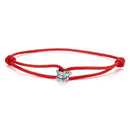 925 Sterling Silver Adjustable Bracelet with CZ and Cotton Rope for Women