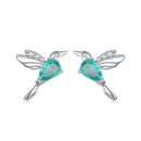 925 Sterling Silver Transparent Glass Earrings with CZ for Women
