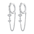 925 Sterling Silver Earrings with Pavé Setting CZ, 34*6mm for Women