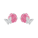 925 Sterling Silver White Gold Plated Resin Earrings 8x10mm for Women