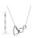 925 Sterling Silver Necklace with Pavé Setting CZ, 40+5cm, Plated White Gold, Women
