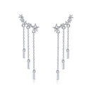 925 Sterling Silver Plated Platinum Pavé Setting CZ Earrings 3.4*0.7cm for Women