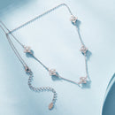 925 Sterling Silver + Moissanite Necklace with Plated White Gold - 40+5cm Length for Women