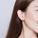 925 Sterling Silver Earrings - 1.2*0.4cm, Platinum Plated for Women