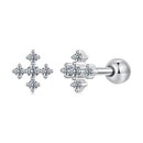 925 Sterling Silver Moissanite Earrings White Gold Plated 0.5cm for Women