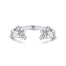 925 Sterling Silver Rabbit Ring with Pavé Setting CZ in White Gold for Women
