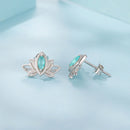 925 Sterling Silver Earrings with Pavé CZ and White Gold Plating, Size 0.9*1.3 cm for Women