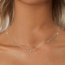 925 Sterling Silver Adjustable Necklace with White Gold Plating