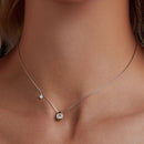 925 Sterling Silver + Moissanite Adjustable Necklace for Women - White Gold 0.5ct & 0.1ct