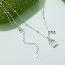 925 Sterling Silver White Gold Plated Necklace with CZ and Nacre for Women
