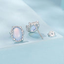 925 Sterling Silver Earrings for Women with Transparent Glass, 1.0*0.9cm