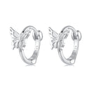 925 Sterling Silver Earrings with White Gold Plating, 1.1x0.7 cm, for Women