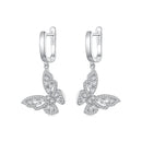 925 Sterling Silver Earrings with Pavé Setting CZ, 37x19mm for Women