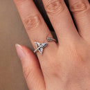 925 Sterling Silver Oxidized Glass Ring