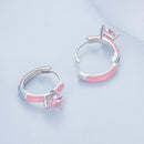 S925 Sterling Silver Enamel Platinum Plated Earrings with 6mm CZ for Women