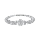 925 Sterling Silver and Platinum Plated 17.0 cm Pavé Setting CZ Bracelet for Women