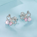 925 Sterling Silver Earrings with Pavé Setting CZ and Transparent Glass for Women
