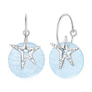 925 Sterling Silver Earrings with Nano Opal Stone and CZ in White Gold Plated, 2.8cm for Women