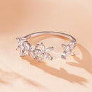 925 Sterling Silver White Gold Plated Pavé Setting CZ Flower Ring for Women