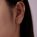 925 Sterling Silver White Gold Plated Pavé Set CZ Earrings - Small Size