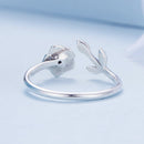 925 Sterling Silver Oxidized Flower Design Ring with Pavé Setting CZ