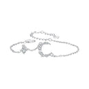 925 Sterling Silver CZ Bracelet with White Gold Plating, 150mm Length for Women