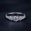925 Sterling Silver Moissanite Engagement Ring with 5mm, 4mm, 3mm, 2.5mm Stones for Women