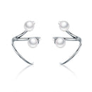 925 Sterling Silver Oxidized Earrings with Shell Pearl for Women
