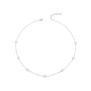 925 Sterling Silver White Gold Plated Necklace with Shell Pearl 400+50mm