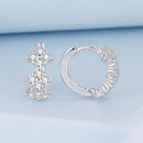 925 Sterling Silver Earrings with Pavé Setting CZ - 1.2*0.65cm, White Gold Plated for Women