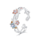 925 Sterling Silver Enamel Pavé Setting Ring for Women