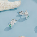 925 Sterling Silver Earrings with Transparent Glass, 5x12mm for Women