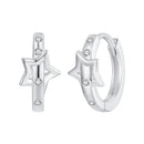 925 Sterling Silver & White Gold Earrings with Pavé Setting CZ - 12x6mm for Women