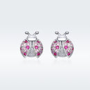 925 Sterling Silver Earrings with Pavé Setting CZ 1x0.9cm for Women