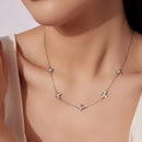 925 Sterling Silver + Moissanite Necklace with Plated White Gold - 40+5cm Length for Women