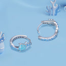 925 Sterling Silver Enamel CZ Earrings 14x6mm for Women