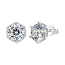 925 Sterling Silver Earrings with Pavé Setting CZ in White Gold Plated