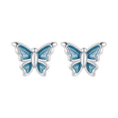 S925 Sterling Silver Earrings with Enamel Process, 6*8mm, Plated Platinum for Women